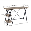 Homycasa 47'' Solid Wood Brown Wide Reversible Desk with 2 Shelves