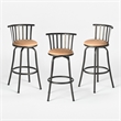 Homycasa Set of 3 Velvet Swivel 29in  Brown Barstools with Back.