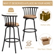 Homycasa Set of 3 Velvet Swivel 29in  Brown Barstools with Back.