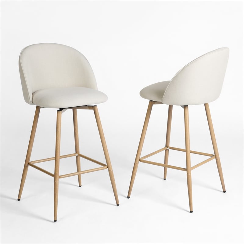 Homycasa 26in Swivel Fabric Counter Barstools Set of 2- Beige