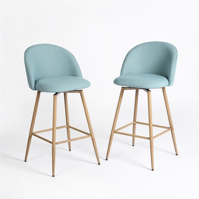 Homycasa 26in Swivel Fabric Counter Barstools Set of 2- Blue