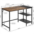 Homycasa Rustic Brown and Black Industrial Corner Desk with Storage Shelves