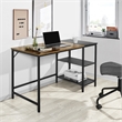 Homycasa Rustic Brown and Black Industrial Corner Desk with Storage Shelves