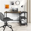 Homycasa Rustic Brown and Black Industrial Corner Desk with Storage Shelves