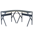 Homycasa L Shaped Computer Desk with Black Metal Frame and Wood Finish
