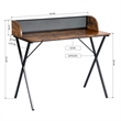 Homycasa Vintage Brown Writing Desk with Mesh Back Panel and Metal Frame
