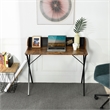 Homycasa Vintage Brown Writing Desk with Mesh Back Panel and Metal Frame