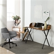 Homycasa Vintage Brown Writing Desk with Mesh Back Panel and Metal Frame