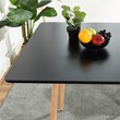 Homycasa Modern Square Dining Table with Black Top and Natural Wood Legs