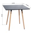 Homycasa Modern Square Dining Table with Black Top and Natural Wood Legs