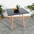 Homycasa Modern Square Dining Table with Black Top and Natural Wood Legs