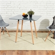 Homycasa Modern Square Dining Table with Gray Top and Natural Wood Legs