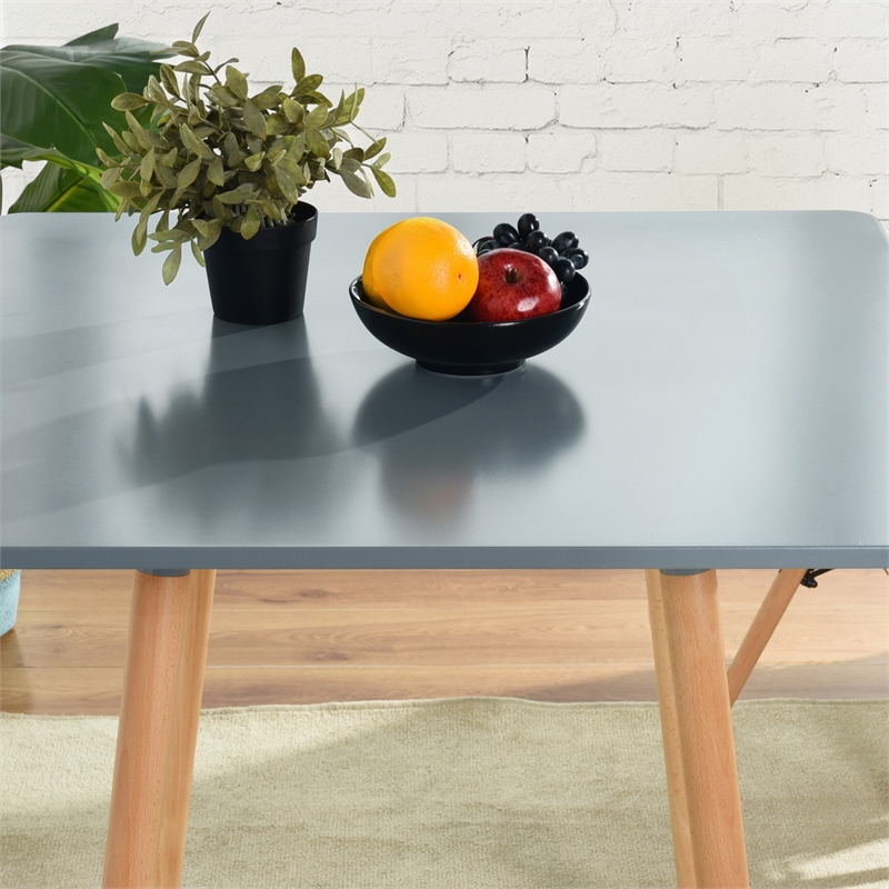 Homycasa Modern Square Dining Table with Gray Top and Natural Wood Legs