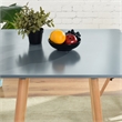 Homycasa Modern Square Dining Table with Gray Top and Natural Wood Legs