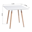 Homycasa Modern Square Dining Table with White Top and Natural Wood Legs