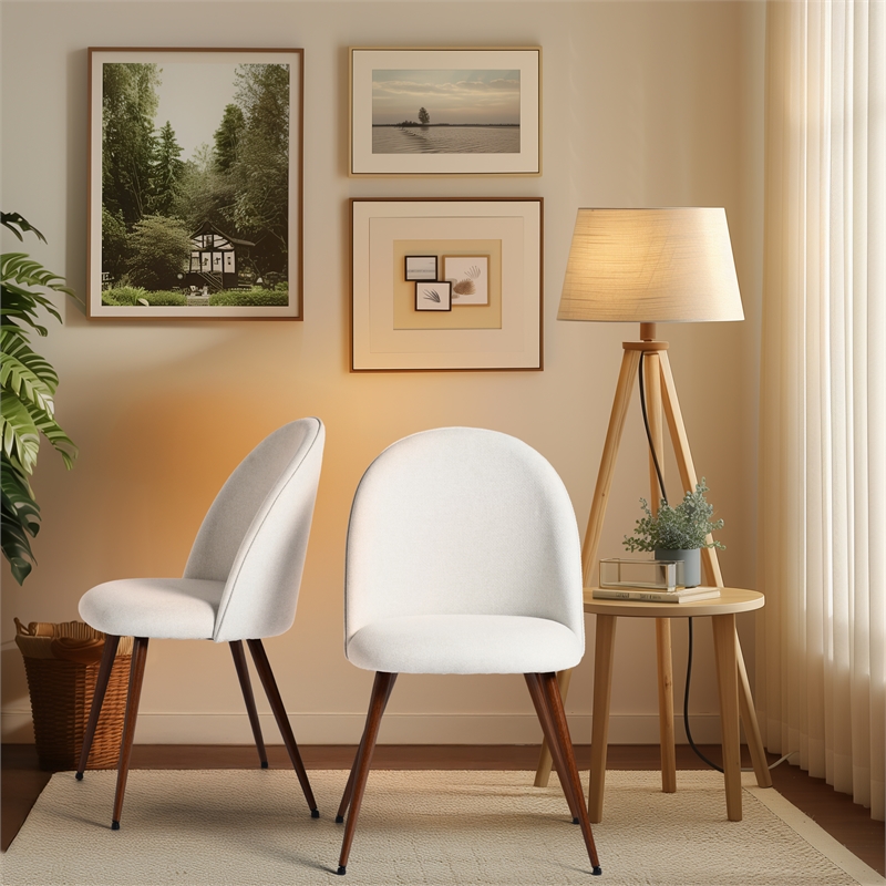Homycasa Modern Fabric Upholstered Dining Chair with Walnut Legs (Set of 2)