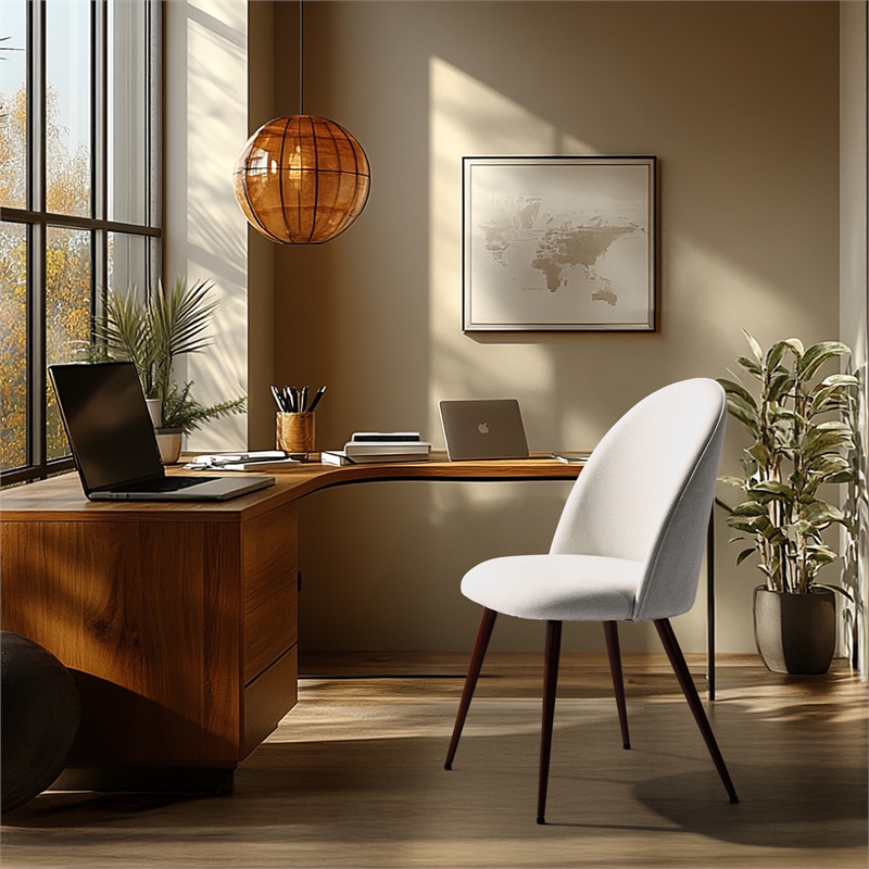 Homycasa Modern Fabric Upholstered Dining Chair with Walnut Legs (Set of 2)