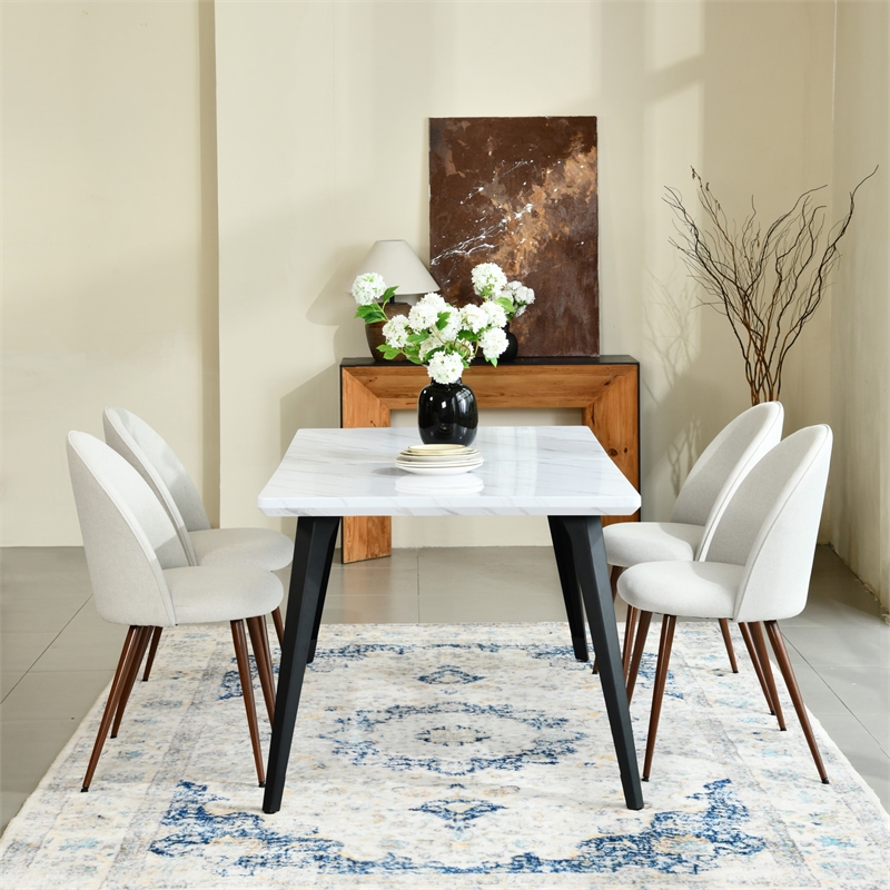 Homycasa Modern Fabric Upholstered Dining Chair with Walnut Legs (Set of 2)