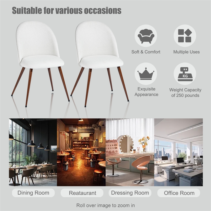Homycasa Modern Fabric Upholstered Dining Chair with Walnut Legs (Set of 2)