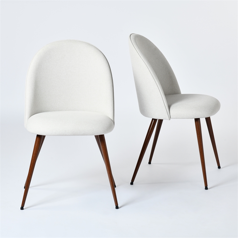 Homycasa Modern Fabric Upholstered Dining Chair with Walnut Legs (Set of 2)