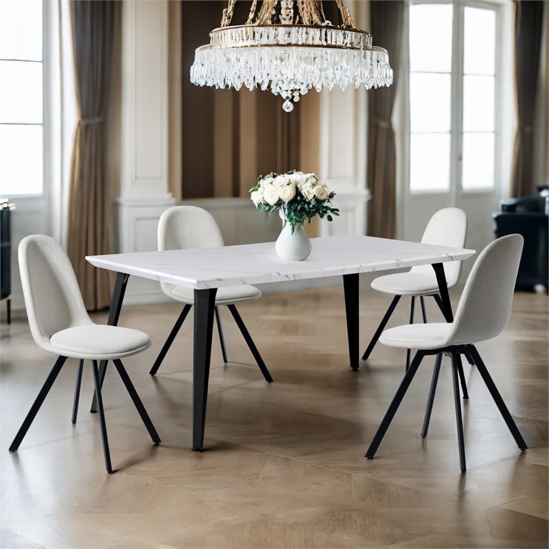 Homycasa Swivel Dining Chair in Beige (Set of 4)