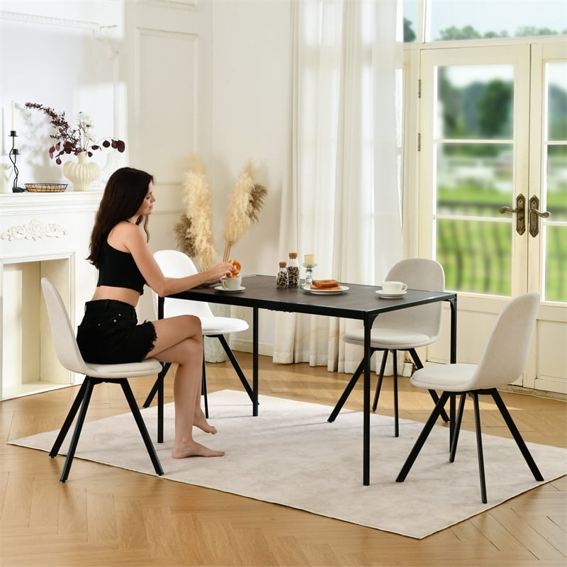 Homycasa Swivel Dining Chair in Beige (Set of 4)