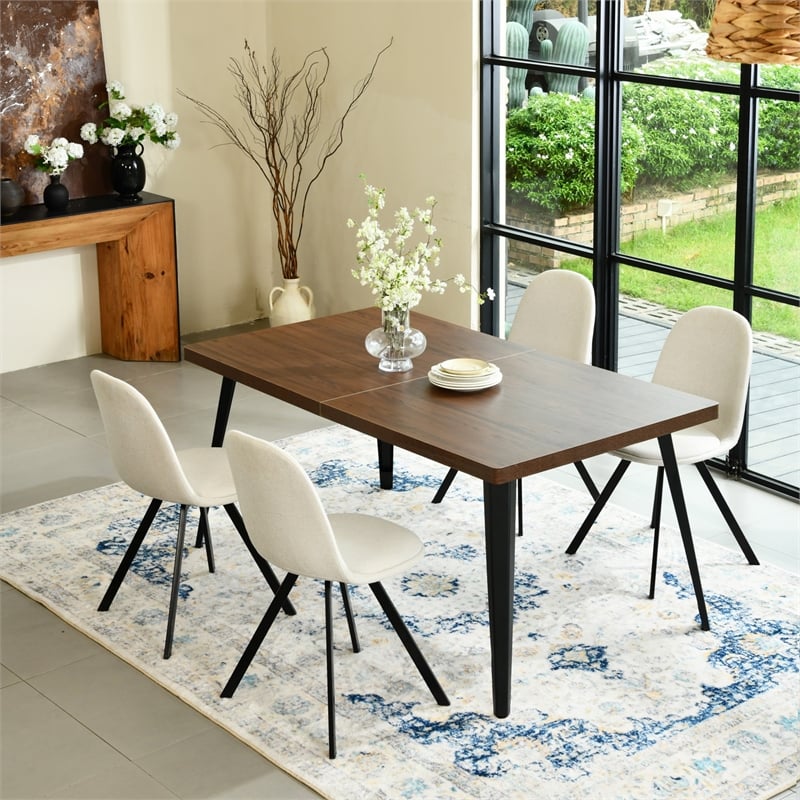 Homycasa Swivel Dining Chair in Beige (Set of 4)