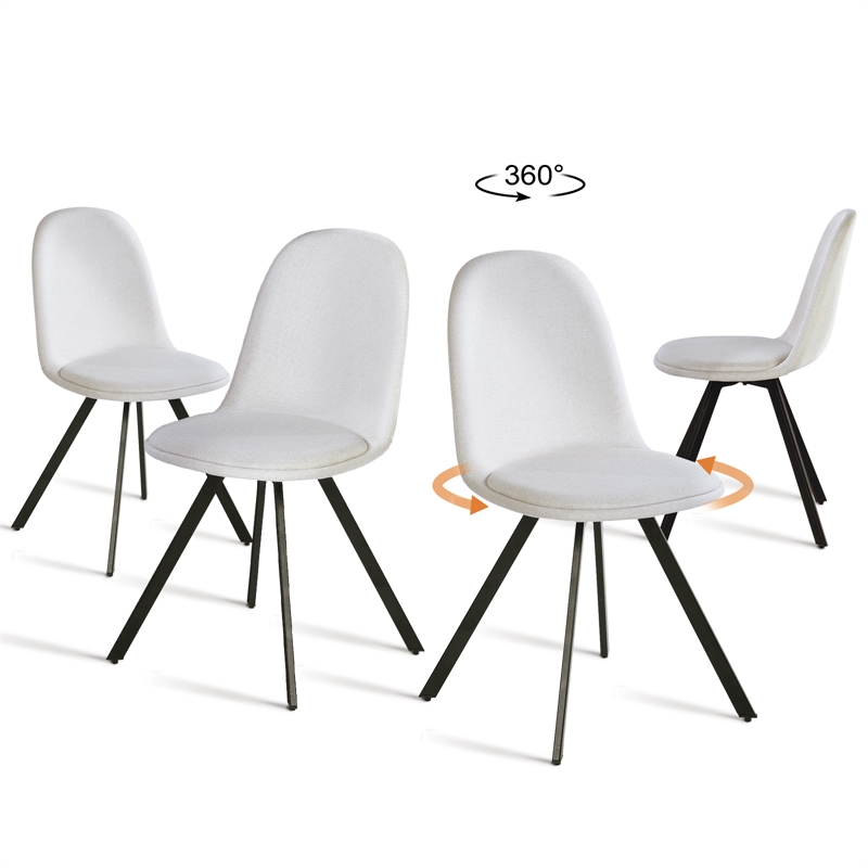 Homycasa Swivel Dining Chair in Beige (Set of 4)