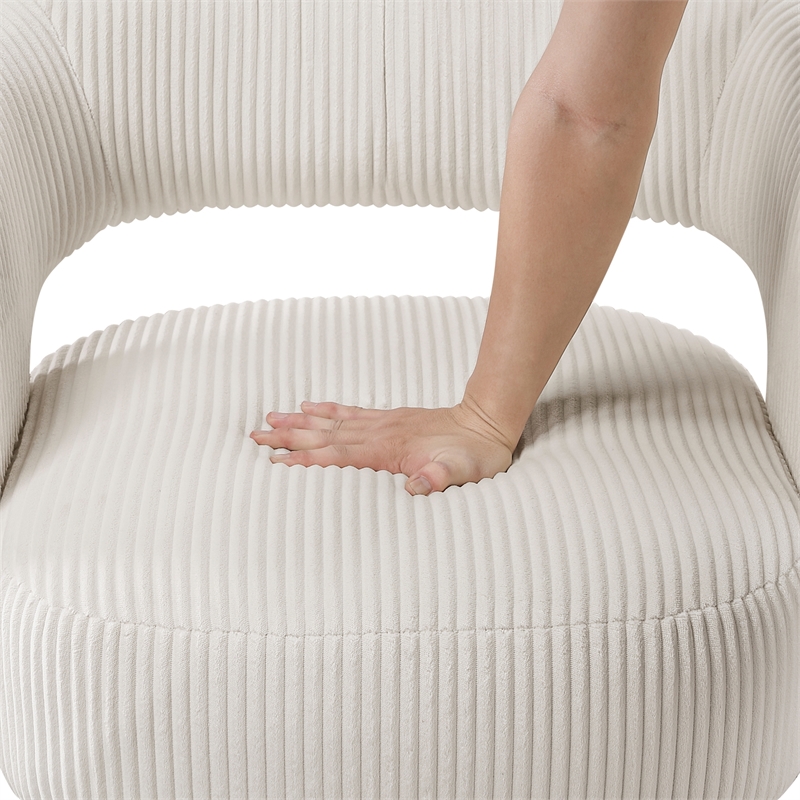 Homycasa Modern Swivel Accent Chair Beige Soft Corduroy Beige Wood