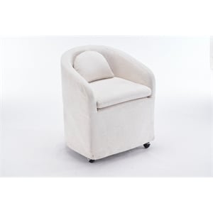 Homycasa Chenille Fabric Dining Armchair Back Cushion Universal Wheels Beige