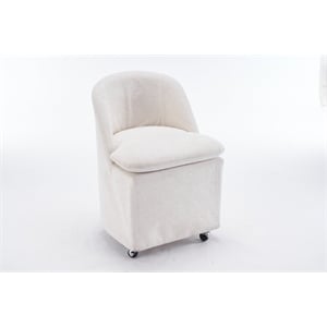 Homycasa Chenille Fabric Dining Chairs With Universal Wheels Beige Chenille