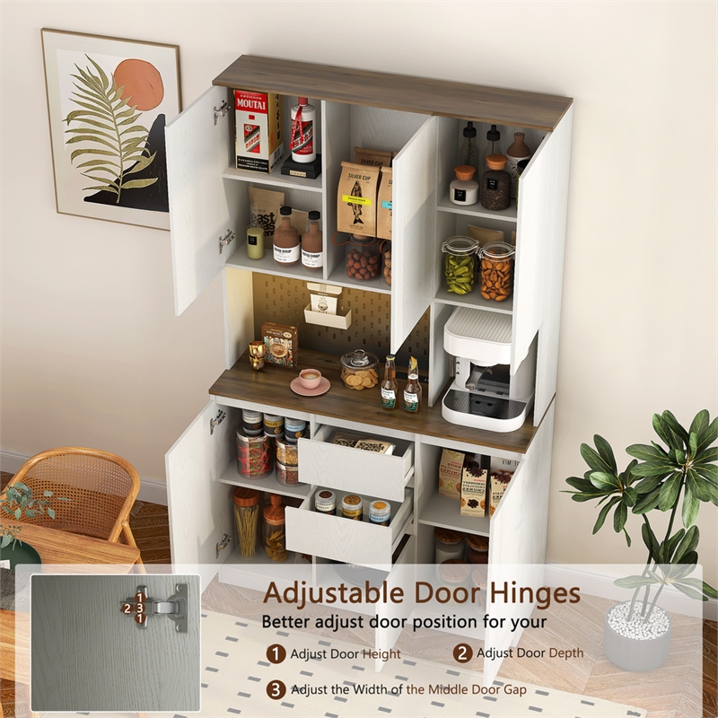 Homycasa Modern Kitchen Pantry Cabinet with LED Lighting