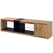 Homycasa Rustic LED TV Stand with Storage and Natural Wood Finish Black Wood