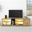 Homycasa Rustic LED TV Stand with Storage and Natural Wood Finish Black Wood