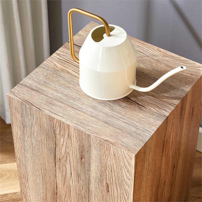 Homycasa Rustic Solid Wood Coffee Table with Cube Design-Natural