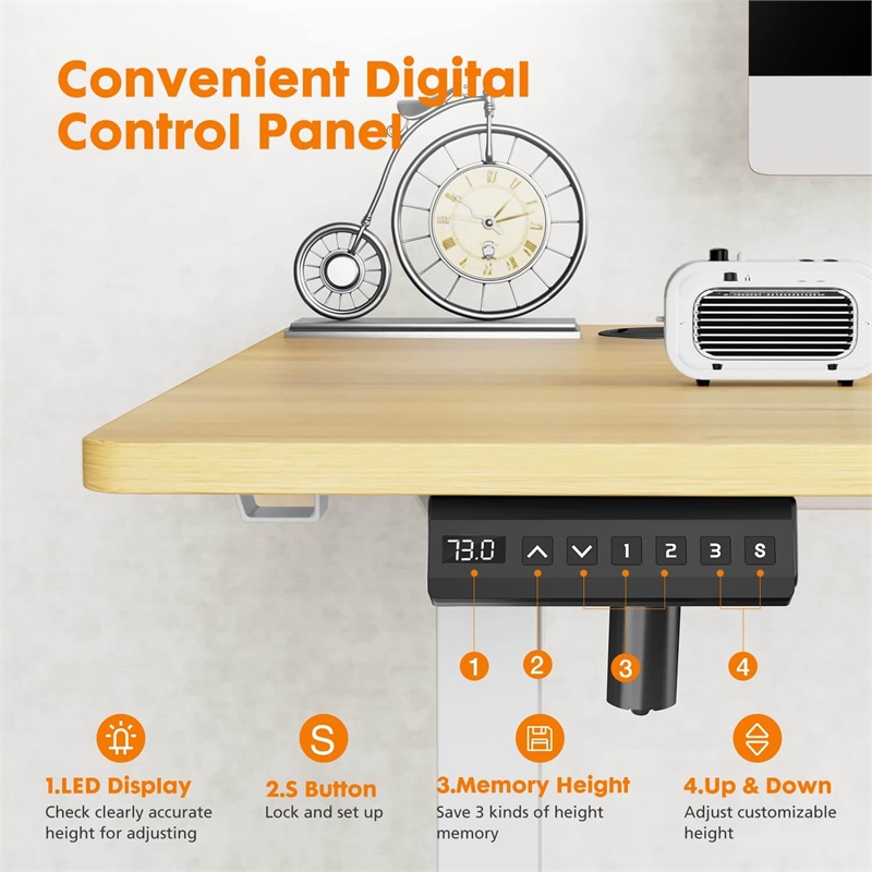 Homycasa Height Adjustable Electric Standing Desk Ergonomic Computer Desk-Yellow