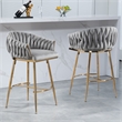 Homycasa Set of 2 Modern Velvet Bar Stools with Gold Frame-Gray