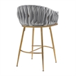 Homycasa Set of 2 Modern Velvet Bar Stools with Gold Frame-Gray
