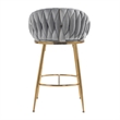 Homycasa Set of 2 Modern Velvet Bar Stools with Gold Frame-Gray