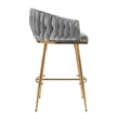 Homycasa Set of 2 Modern Velvet Bar Stools with Gold Frame-Gray