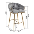 Homycasa Set of 2 Modern Velvet Bar Stools with Gold Frame-Gray