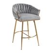 Homycasa Set of 2 Modern Velvet Bar Stools with Gold Frame-Gray