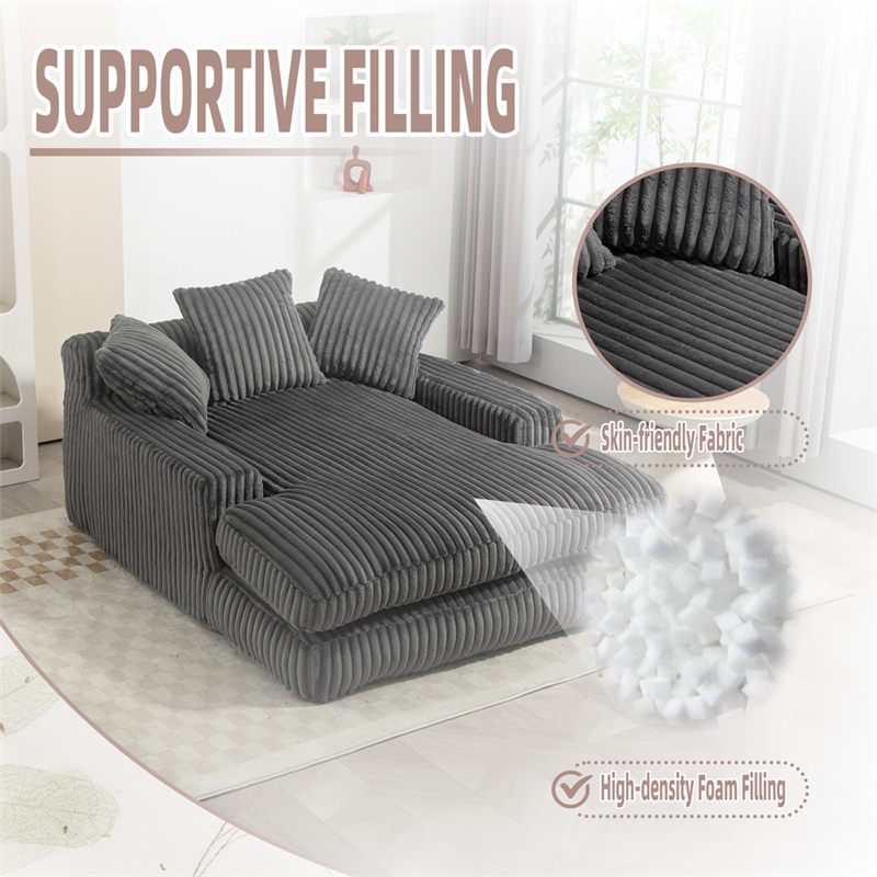 Homycasa Convertible lazy Sofa Bed with Adjustable Backrest Dark Gray