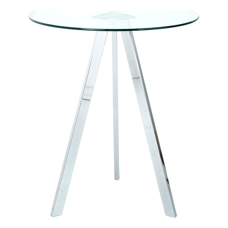 Homycasa Modern Glass Top Side Table with Metal Legs-Chrome