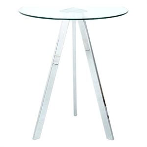 Homycasa Modern Glass Top Side Table with Metal Legs-Chrome