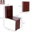 Homycasa Wall-Mounted Folding Brown Desk with Storage Shelves