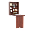 Homycasa Wall-Mounted Folding Brown Desk with Storage Shelves
