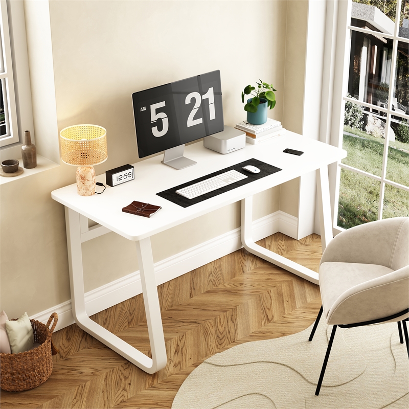 Homycasa Modern Minimalist Console Table with Sturdy Metal Frame White