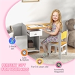 Homycasa Kids Desk and Chair Set with Storage Drawer-White Engineered wood