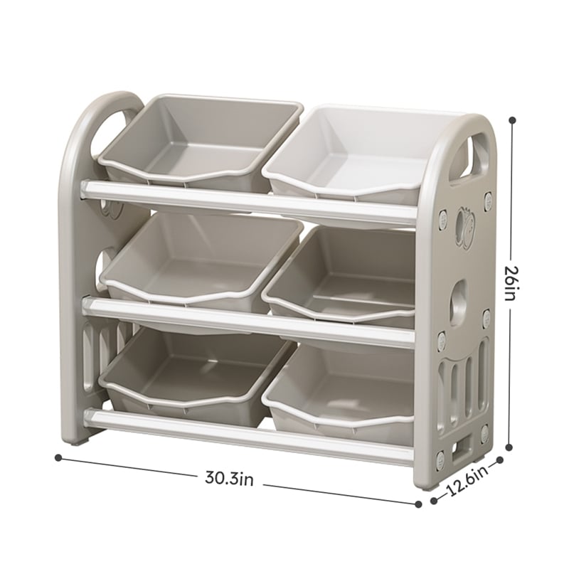 Homycasa Kids Toy Storage Organizer with Removable Bins-Gray